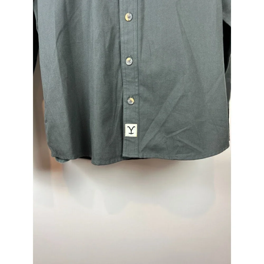 Yellow Stone TV Show Dark Green Chore Shirt Black Fleece Hood Size Large New
